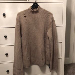 Light brown/tan distressed knit turtleneck